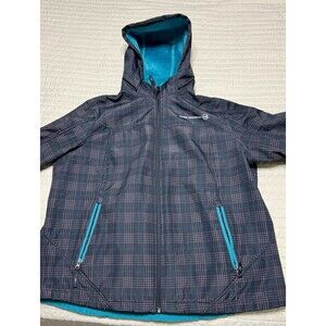 Free Country Women’s Rain Jacket | Teal And Gray Plaid | Women’s Size XL |